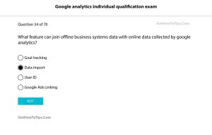 What feature can join offline business systems data with online data collected by google analytics? Answer: Data import