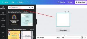 Search template on Canva's search bar