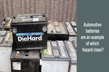 Automotive batteries are an example of which hazard class?