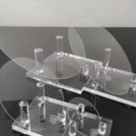 Clear Quartz Glass Wafers Displayed on a Transparent Acrylic Wafer Holder for Semiconductor